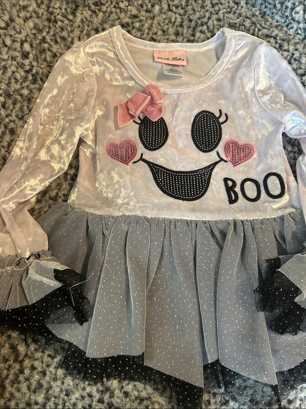 Young Hearts 'Boo' Ghost Tutu Dress - Pink & Gray - Halloween 2t